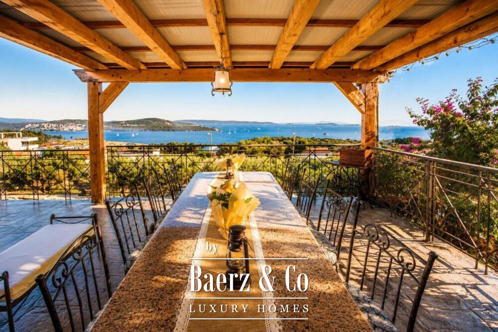Trogir area, stone villa with a swimming pool and a Mediterranean garden image
